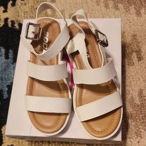 Soda Women's Cream Sandals with Buckle